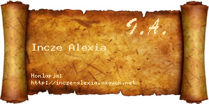 Incze Alexia névjegykártya